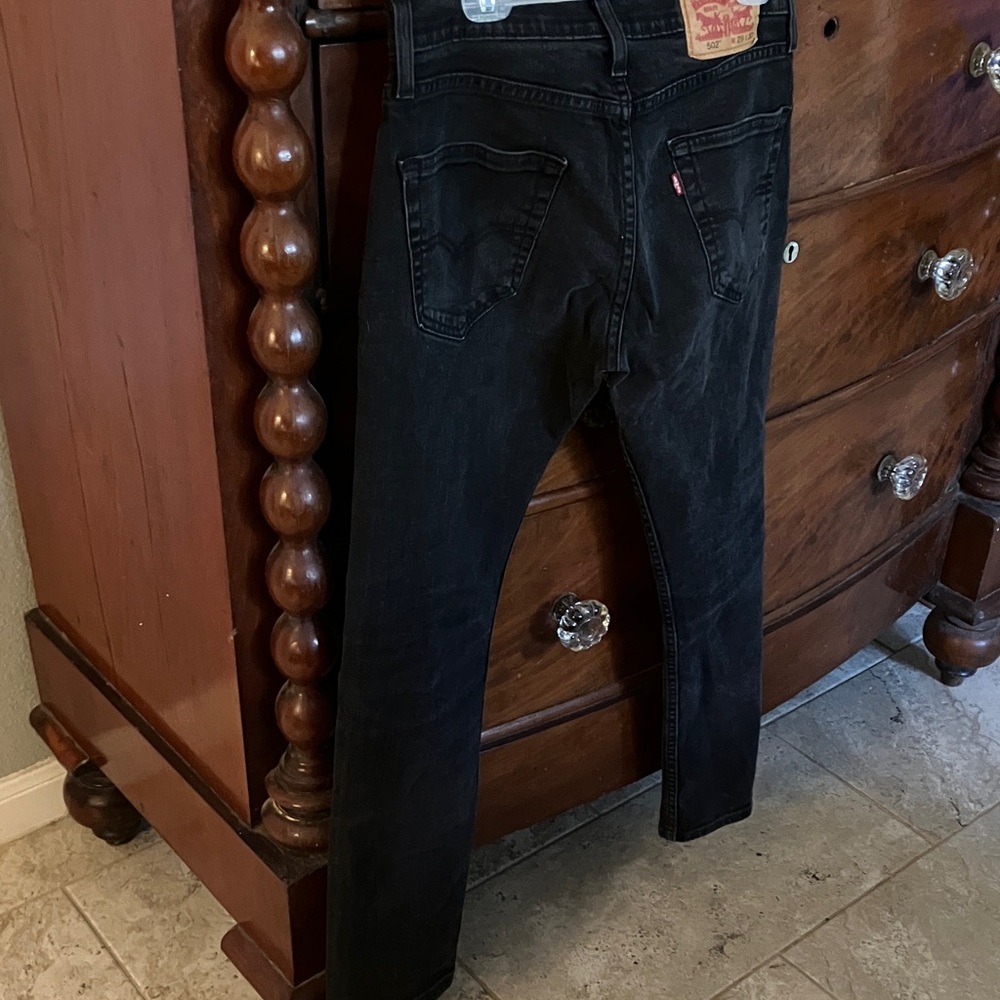 2/$40 Levi's 502 High Rise Straight Leg Black Denim Jeans w/Stretch W29 L30” - Picture 4 of 8